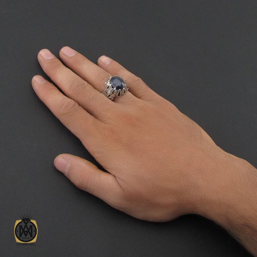 5 انگشتر یاقوت کبود مردانه دست ساز – کد 8776 - تصویر 5