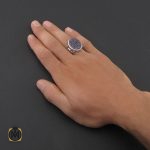 5 انگشتر عقیق یمن کبود با حکاکی یا اباعبدالله مردانه دست ساز – کد 8778 - تصویر 5