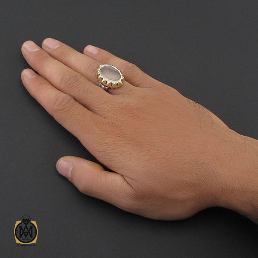 انگشتر دُر نجف مردانه شفاف دست ساز – کد 8789 - تصویر 5