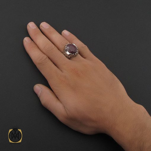 انگشتر یاقوت سرخ مردانه درشت دست ساز – کد 8798 - تصویر 5