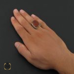 انگشتر عقیق قرمز مردانه با وان یکاد - کد 8629 - تصویر 5