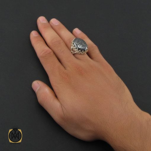 انگشتر حیدید سینی مردانه با حکاکی ان الله بالغ امره - کد 8639 - تصویر 5