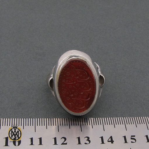انگشتر عقیق یمن مردانه با حکاکی حسین منی وانا من حسین استاد احمد - کد 8589 - تصویر 5