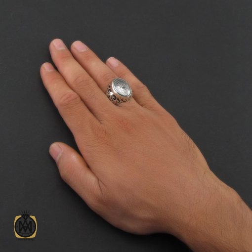 انگشتر حیدید سینی مردانه با عین علی و سه جلاله  - کد 8644 - تصویر 5