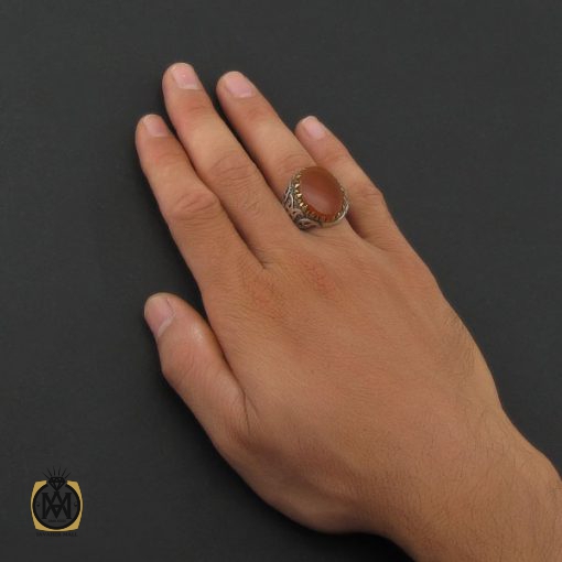 انگشتر عقیق یمن مردانه با رکاب نقره - کد 8659 - تصویر 5