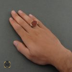 5 انگشتر عقیق یمن مردانه با حکاکی یا علی مدد - کد 8671 - تصویر 5