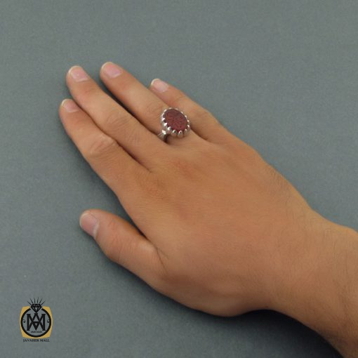 انگشتر عقیق یمن مردانه با حکاکی یا قادر المتعال استاد حیدر - کد 8600 - تصویر 6
