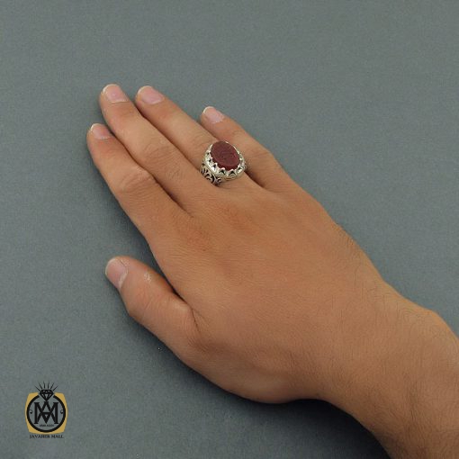 انگشتر مردانه عقیق یمن با حکاکی یا حسین ثارالله استاد حیدر - کد 8603 - تصویر 6