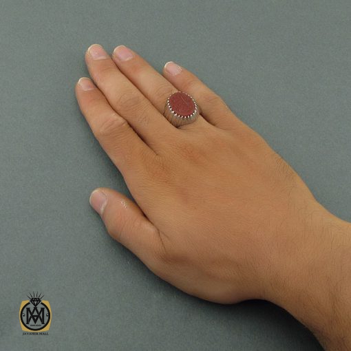 انگشتر عقیق یمن مردانه با حکاکی ان الحسین مصباح الهدی استاد حیدر - کد 8604 - تصویر 6