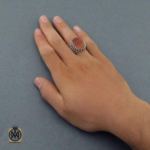 انگشتر عقیق یمن مردانه با حکاکی ان الله بالغ امره استاد حیدر - کد 8592 - تصویر 6