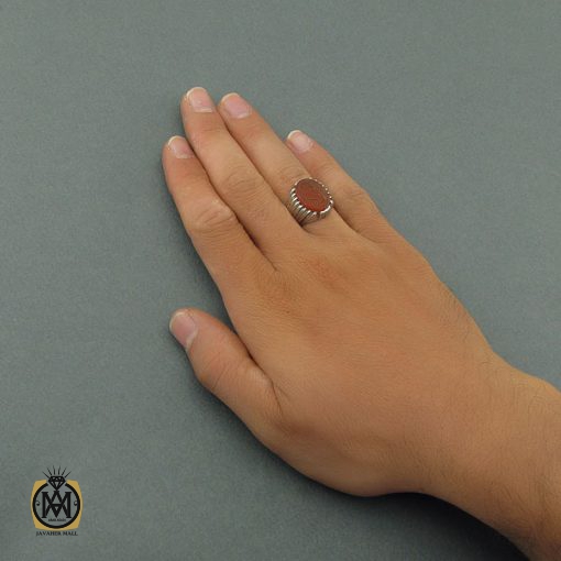 6 انگشتر عقیق یمن مردانه با حکاکی افوض امری الی الله استاد عبد - کد 8588 - تصویر 6