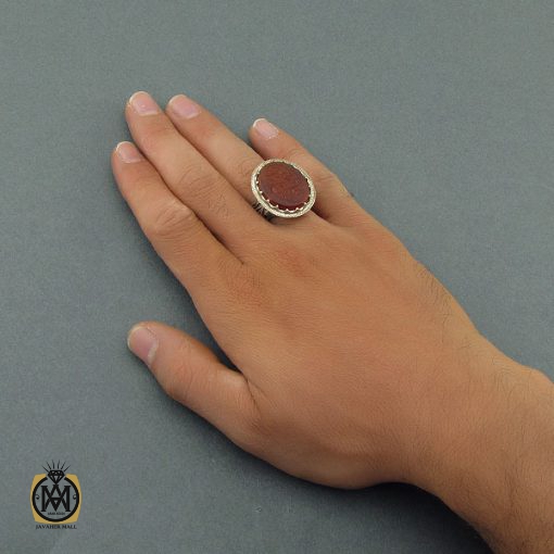 انگشتر عقیق یمن مردانه با حکاکی علی وجه الله استاد حیدر - کد 8594 - تصویر 6