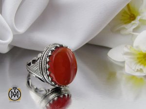 00 انگشتر عقیق یمن خوش رنگ مردانه - کد 8901 - تصویر 6