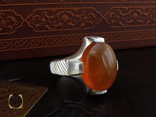 انگشتر عقیق یمن با حکاکی شرف الشمس مردانه - کد 8903 - تصویر 6