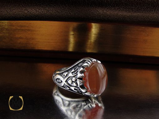 انگشتر عقیق یمن با حکاکی شرف الشمس مردانه - کد 8904 - تصویر 6