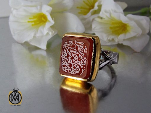 انگشتر عقیق یمن با حکاکی یا امیرالمومنین حیدر مدد دست ساز مردانه - کد 8916 - تصویر 6