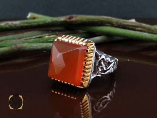 انگشتر عقیق یمن تراش دست ساز مردانه - کد 8917 - تصویر 6