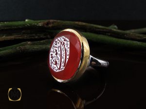 00 انگشتر عقیق یمن با حکاکی توکلت علی الله دست ساز مردانه - کد 8918 - تصویر 6