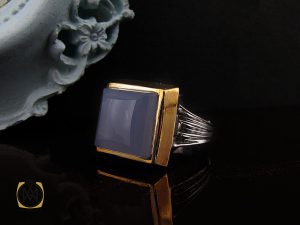 انگشتر عقیق کبود یمن تراش دست ساز مردانه - کد 8919 - تصویر 6