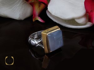 انگشتر عقیق کبود یمن تراش دست ساز مردانه - کد 8920 - تصویر 6