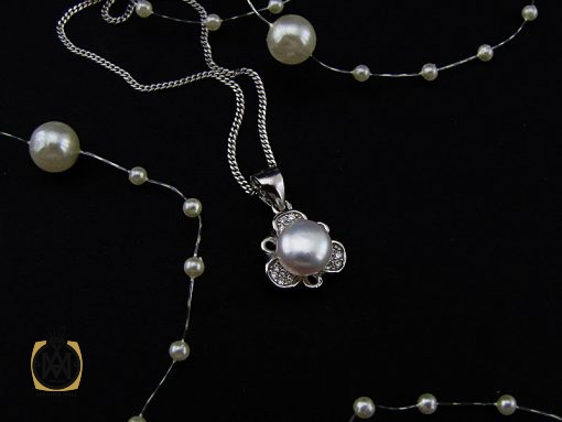 مدال مروارید اصل پرورشی طرح ترگل زنانه - کد 3168 - تصویر 5