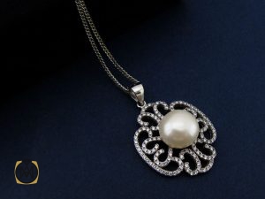 00 مدال مروارید اصل پرورشی طرح دراج زنانه - کد 3169 - تصویر 5
