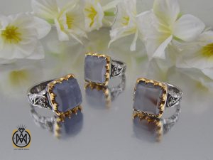 00 انگشتر عقیق کبود یمن تراش دست ساز مردانه - کد 8923 - تصویر 6