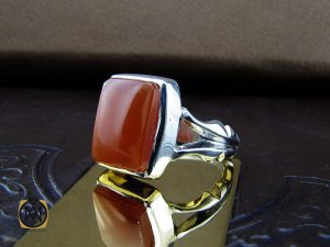 انگشتر عقیق یمن با حکاکی شرف الشمس دست ساز مردانه - کد 8927 - تصویر 6