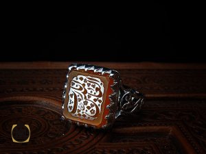 انگشتر عقیق یمن با حکاکی یا رب العالمین دست ساز مردانه - کد 8930 - تصویر 6