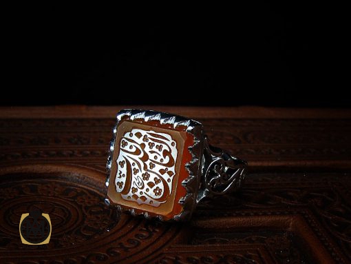 انگشتر عقیق یمن با حکاکی یا رب العالمین دست ساز مردانه - کد 8930 - تصویر 6