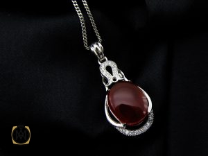 00 مدال عقیق قرمز یمن طرح هلیا زنانه - کد 3176 - تصویر 5
