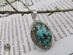 00 مدال فیروزه نیشابوری طرح ترگل زنانه - کد 3182 - تصویر 5