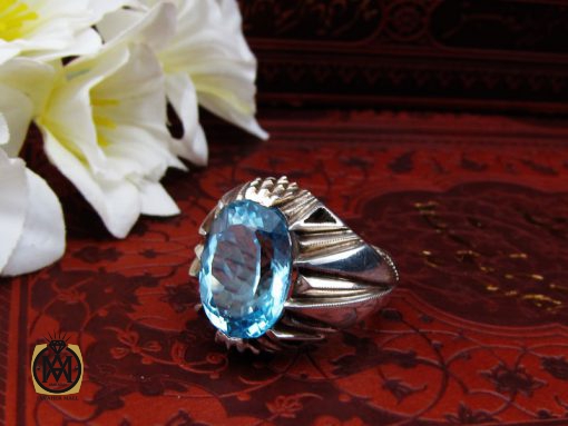 00 انگشتر توپاز آبی مردانه هنر دست استاد شرفیان – کد 8815 - تصویر 6