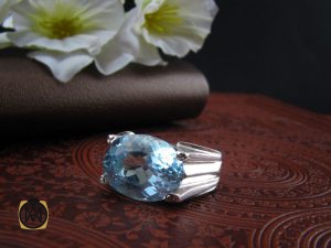 00 انگشتر توپاز آبی مردانه طرح صفوی هنر دست استاد شرفیان – کد 8816 - تصویر 6