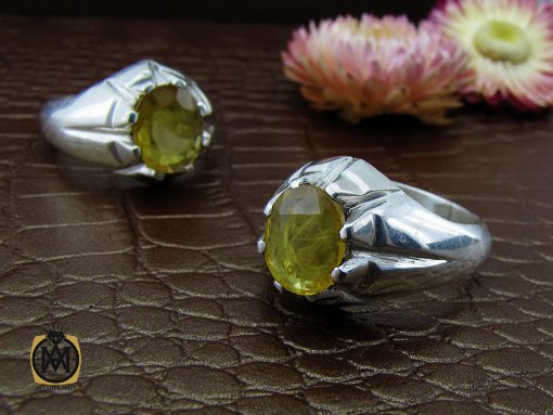 انگشتر نقره مردانه یاقوت زرد اصل