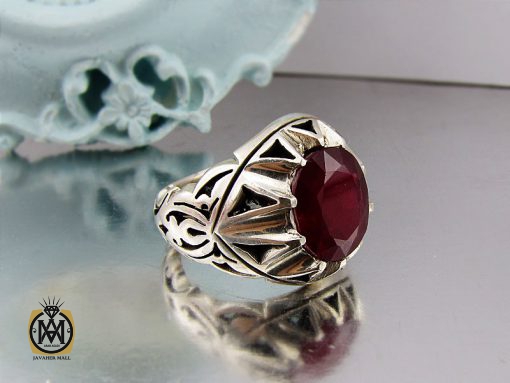 انگشتر یاقوت سرخ مردانه خوش رنگ دست ساز - کد 8951 - تصویر 6