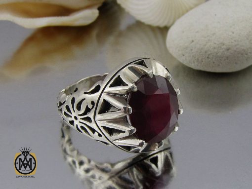 00 انگشتر یاقوت سرخ آفریقایی مردانه مرغوب دست ساز - کد 8953 - تصویر 6