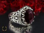 انگشتر یاقوت سرخ مردانه خوش رنگ دست ساز - کد 8955 - تصویر 6