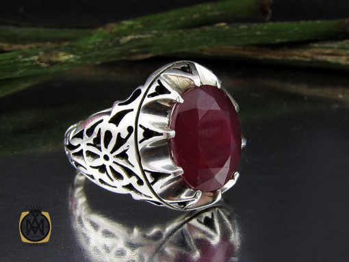 انگشتر یاقوت سرخ مردانه خوش رنگ دست ساز - کد 8956 - تصویر 6