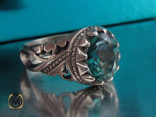 انگشتر توپاز سبز مردانه خوش رنگ  - کد 8957 - تصویر 6