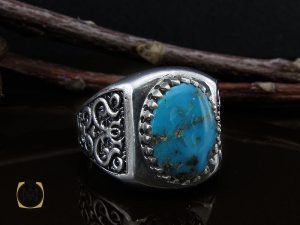 00 انگشتر فیروزه نیشابوری خوش رنگ مردانه - کد 8963 - تصویر 6
