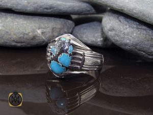 00 انگشتر فیروزه نیشابوری مردانه هنر دست استاد باصری- کد 8970 - تصویر 6