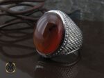 انگشتر عقیق یمن مردانه دست ساز - کد 8975 - تصویر 6