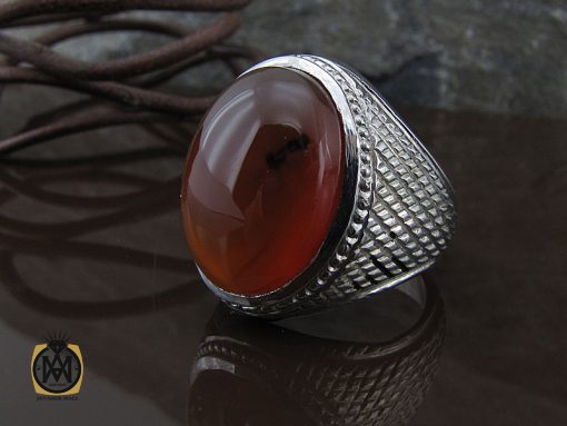 انگشتر عقیق یمن مردانه دست ساز - کد 8975 - تصویر 6