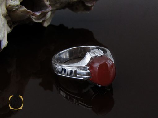 انگشتر عقیق یمن خوش رنگ مردانه دست ساز - کد 8978 - تصویر 6