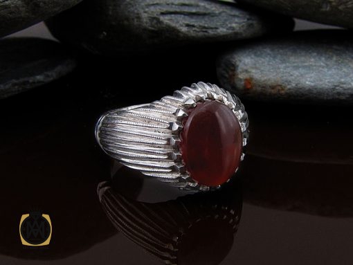 انگشتر عقیق یمن خوش رنگ مردانه دست ساز - کد 8979 - تصویر 6