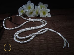 00 تسبیح نقره 101 دانه هلی شیار دار - کد 4129 - تصویر 5