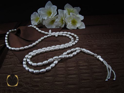 تسبیح نقره 101 دانه هلی شیار دار - کد 4129 - تصویر 5