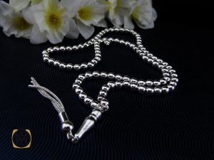 00 تسبیح نقره 101 دانه گرد ساده - کد 4135 - تصویر 5