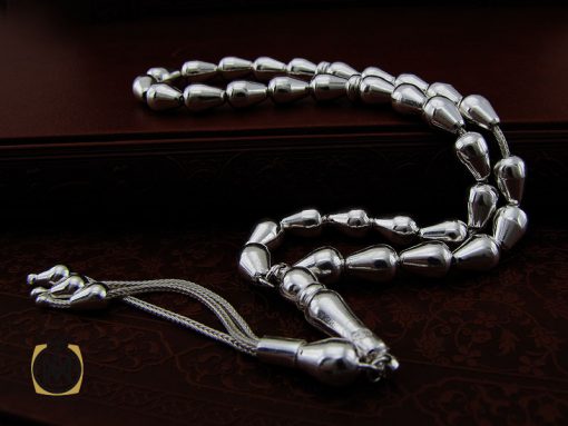 تسبیح نقره 33 دانه مخروطی - کد 4137 - تصویر 5